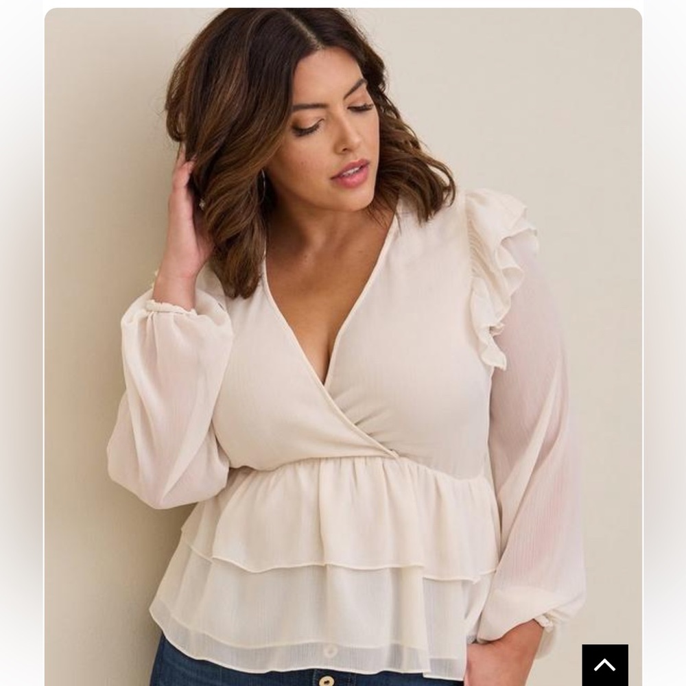 Torrid Chiffon Ruffle Peplum blouse.